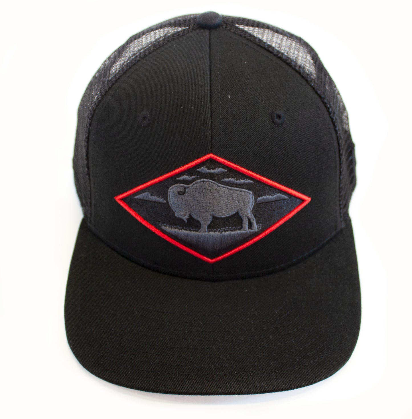 Red Diamond Black Vintage Trucker — Mid Profile 6-Panel