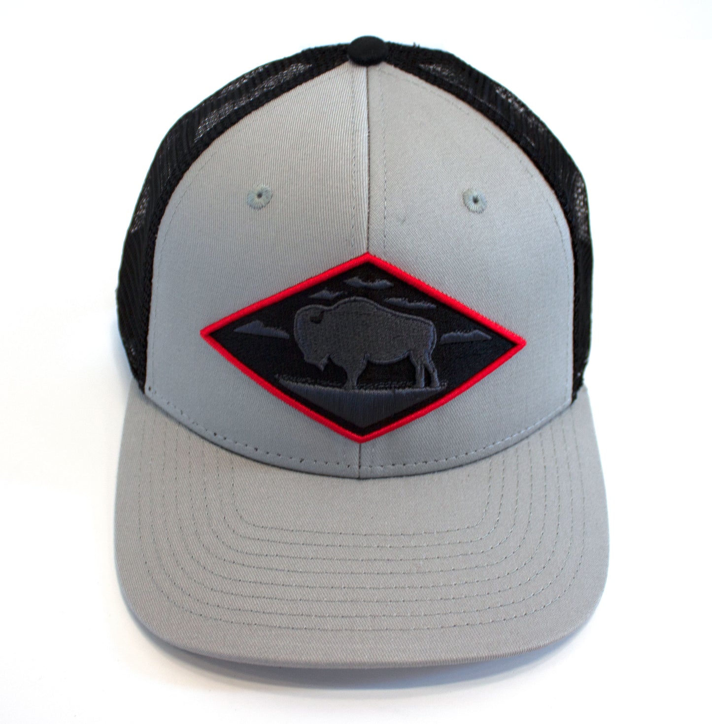 Red Diamond Gray Vintage Trucker — Mid Profile 6-Panel