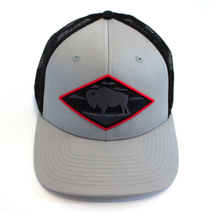 Red Diamond Gray Vintage Trucker — Mid Profile 6-Panel