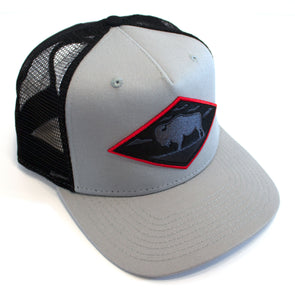 LIMITED EDITION Red Diamond Gray Vintage Trucker — High Profile 5-Panel