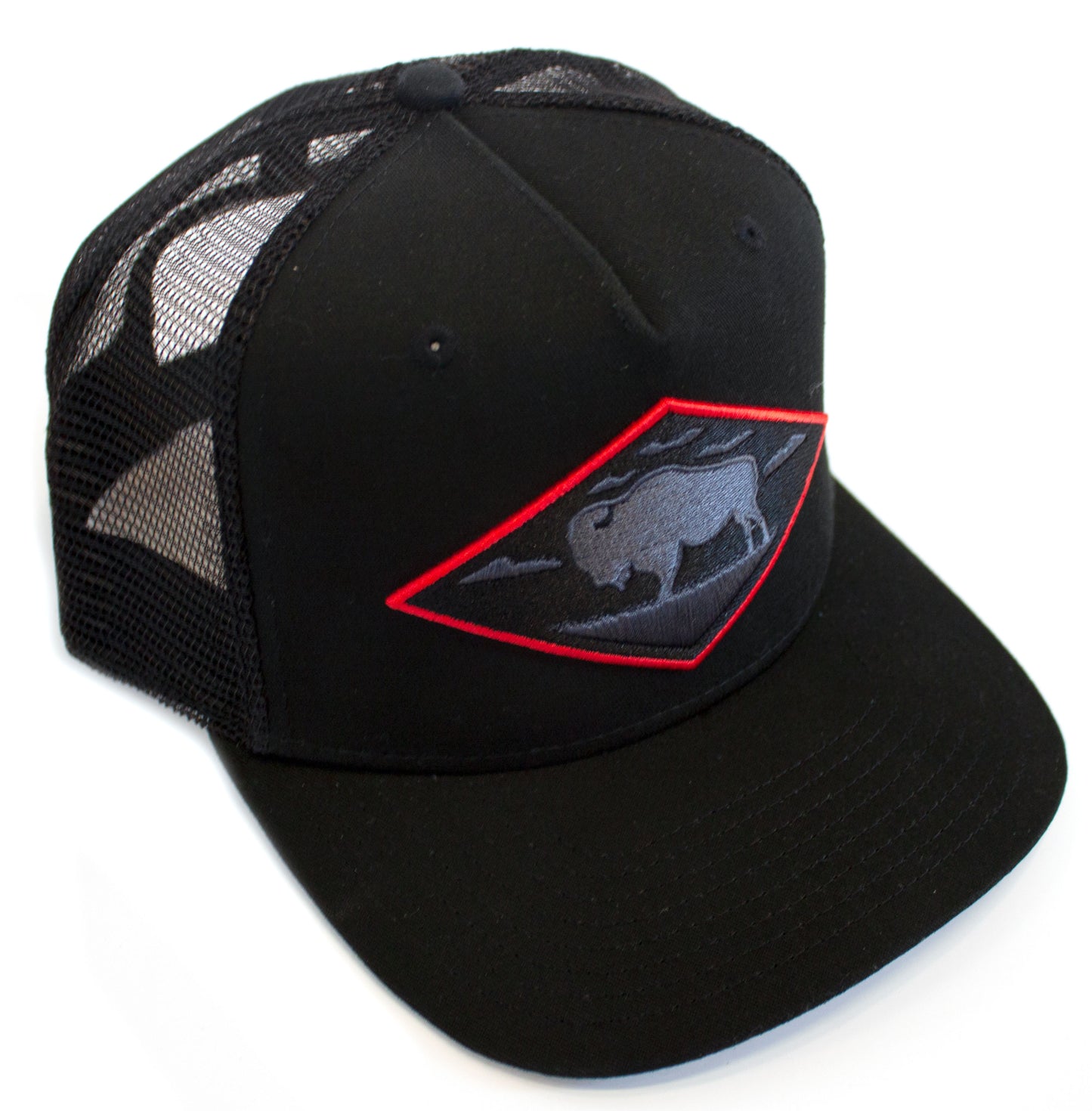 LIMITED EDITION Red Diamond Black Vintage Trucker — High Profile 5-Panel