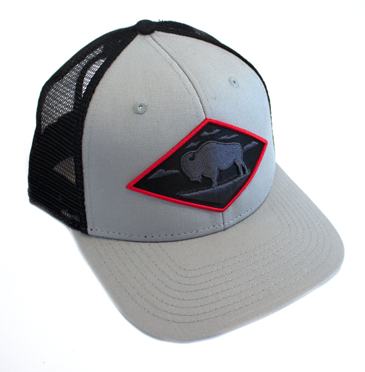 Red Diamond Gray Vintage Trucker — Mid Profile 6-Panel